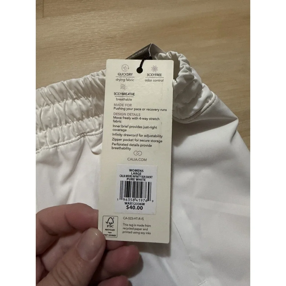 Calia Mid Rise Infinity Short Run Collection Pure White 3